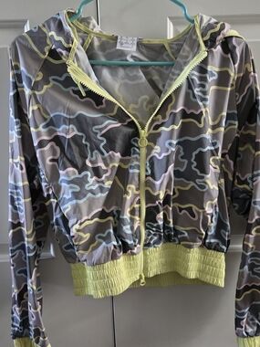 adidas StellaSport Pastel Camouflage Hooded Jacket - Gray, Pink, Yellow, Blue